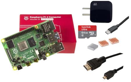 Kit Raspberry Pi 4 B 4gb + Fuente + HDMI + Mem 64gb + Disip
